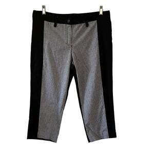 Davina Size 14 Black Cropped Capri Pants with Checked Front Casual Crop